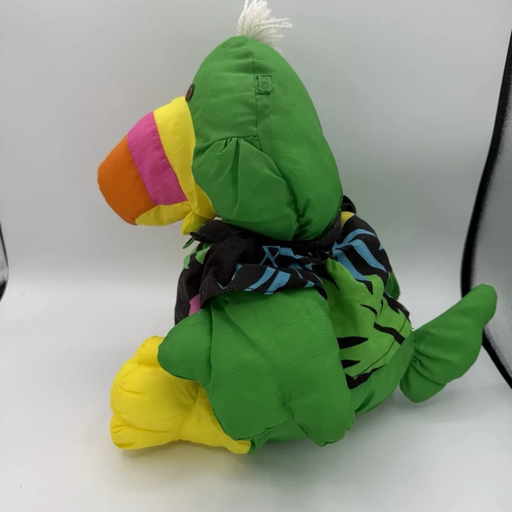 VTG 1987 Fisher Price Puffalump Green Toucan Parrot Hawaiian Shirt no Sunnies